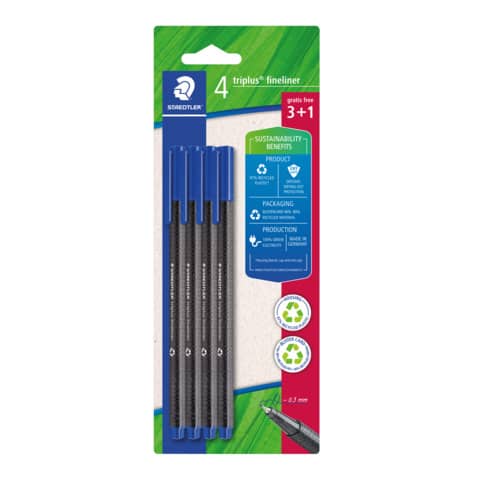 Feinschreiber triplus® fineliner, 4 Stück, blau STAEDTLER 334 R-3BK4