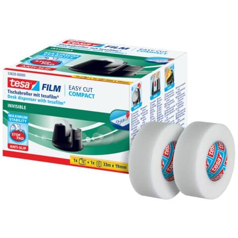 Tischabroller Easy Cut® Compact+3 Rollen, 19mmx33m, schwarz TESA 53832-00000-00