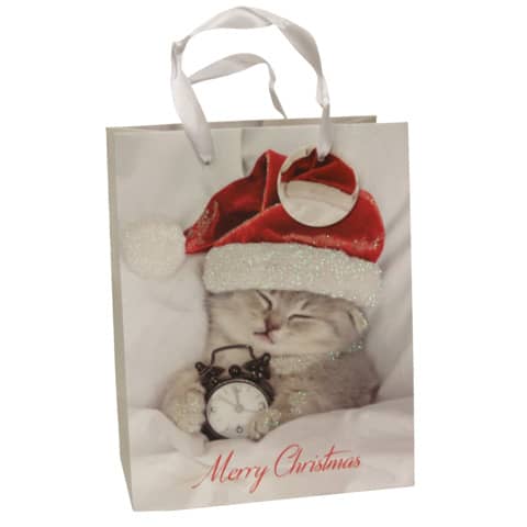 Weihnachts-Geschenktragetasche Katze, 23x18x10cm  51389