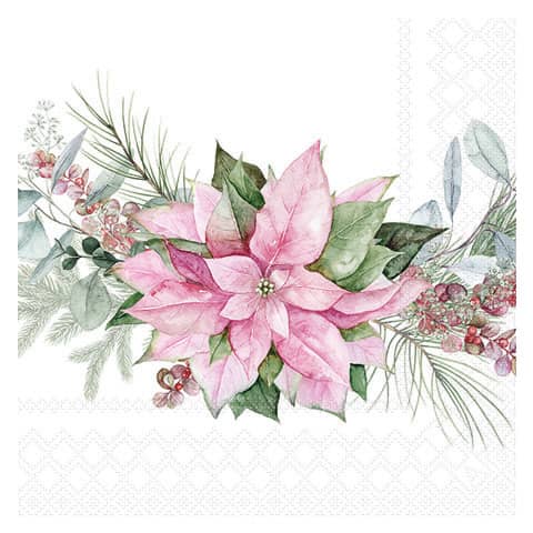 Weihnachts-Motivserviette Rosa Weihnachtsstern, 25 x 25 cm, 3-lagig AMBIENTE 32520285