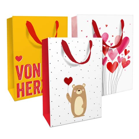 Geschenktragetasche Love, 36 x 26 x 13 cm, 12 Stück, sortiert BRAUN+COMPANY 1583-25352/PBS