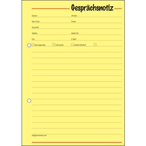 Gesprächsnotiz, A5, 50 Blatt, gelb SIGEL GE513