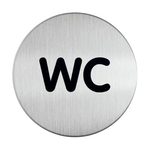 Hinweisschild PICTO "WC", Ø 83 mm, Edelstahl, metallic silber DURABLE 4907 23