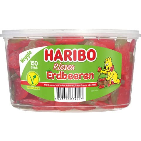 Fruchtgummi Riesen Erdbeeren, 150 Stück HARIBO 139616006