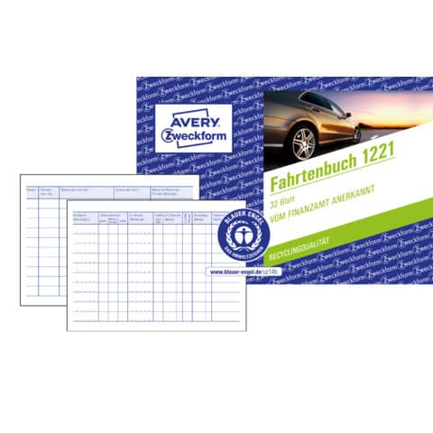 Fahrtenbuch Recycling, A6 quer, 32 Blatt für 310 Fahrten AVERY ZWECKFORM 1221