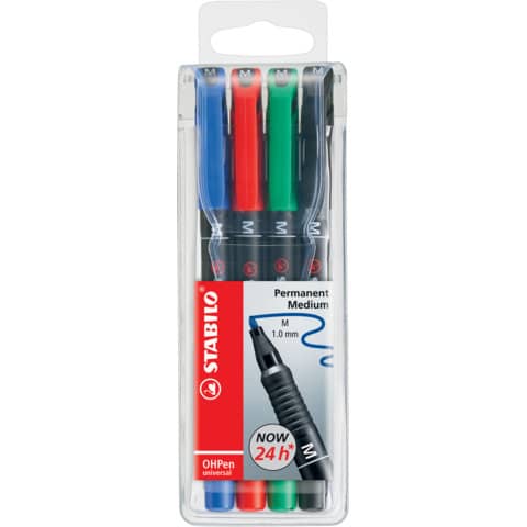 Folienstift OHPen universal, 1 mm, permanent, Etui mit 4 Stiften STABILO 843/4