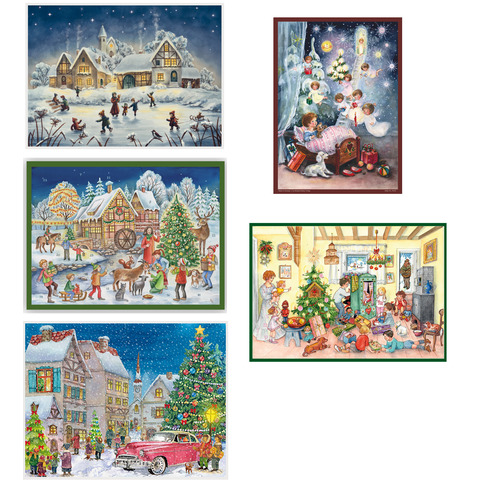 Kunst, Malerei, Grußkarte, Person, Auto, Auto, Fahrzeug, Person, Fahrrad, Weihnachtsdekorationen