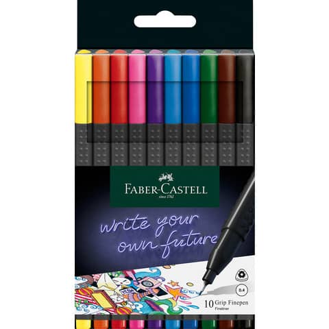 Fineliner Finepen Grip, 0,4mm, 10 Stück, sortiert FABER CASTELL 151610