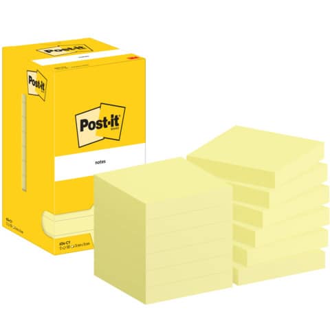 Haftnotizblock Notes, 76x76mm, 12x100 Blatt, gelb POST-IT 654 CY