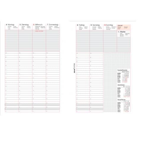 Kalendereinlage Maxi A5, Bind System, 1 Woche = 2 Seiten BIND 250825