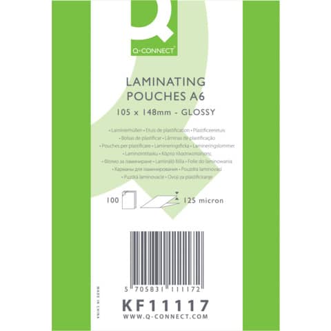 Folientasche, A6, 2x125mym, 100 Stück Q-CONNECT KF11117