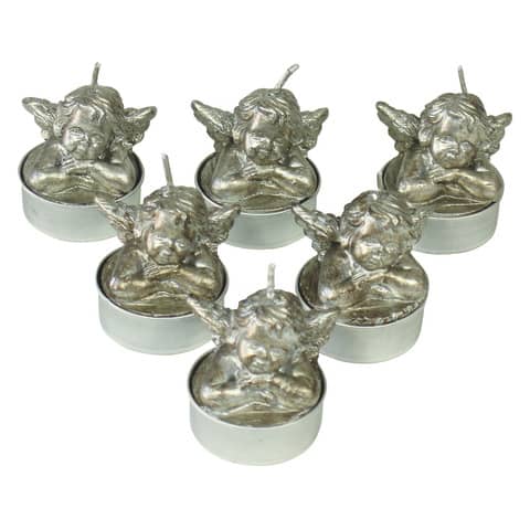 Weihnachts-Teelicht Engel, 6 Stück, silber PBS N23039-3010-10