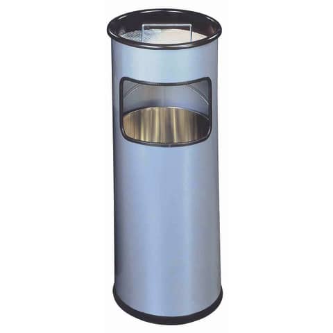 Papierkorb mit Ascher METALL rund, 260x620mm (ØxH), 17 l, metallic silber DURABLE 3330 23