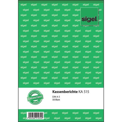 Kassenbericht, A5, 50 Blatt SIGEL KA515