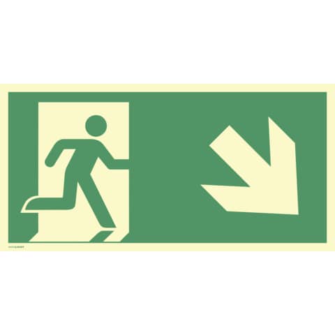 Schild Notausgang rechts abwärts, 400x200mm MOEDEL 60880