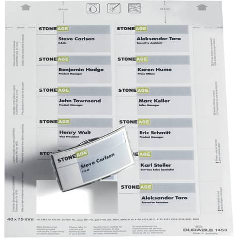 Einsteckschild BADGEMAKER®, weiß, 75 x 40 mm   240 Stück DURABLE 1453 02