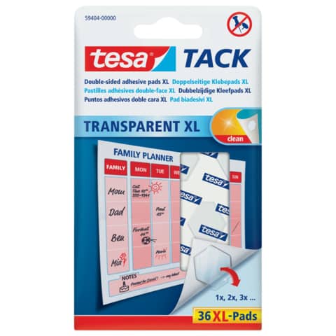 Klebestrips Tack XL transparent doppelseitig 36 Stück TESA 59404-00000-00