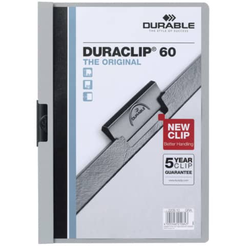 Klemm-Mappe DURACLIP® 60, Hartfolie, 60 Blatt, transparent/grau DURABLE 2209 10