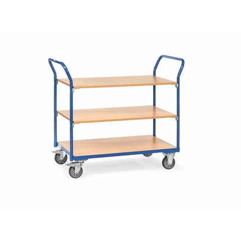 Tischwagen bis 200 kg, mit 3 Böden aus Holz 1000 x 600 mm FETRA 1802