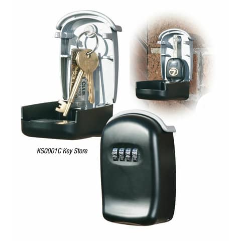 Schlüsselbox KEY STORE, 1 Haken, 4-Zahlen-Drehkombinationsschloss, 100x65x35mm, schwarz PHÖNIX SAFE KS0001C