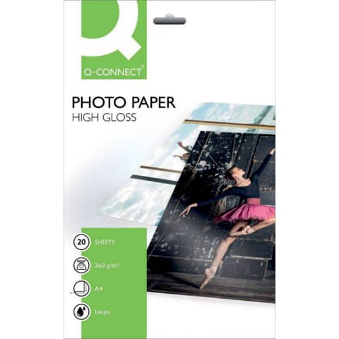 Inkjet Fotopapier, A4, 260g/m², 20 Blatt Q-CONNECT KF02163