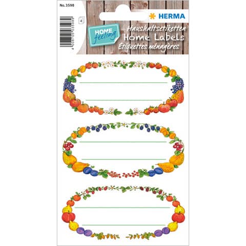 Küchenetiketten Früchtekränze, 84x120mm, 12 Stück HERMA 3598