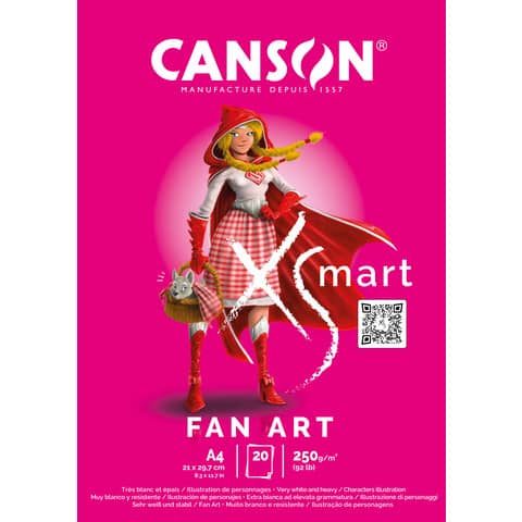 Zeichenblock XSMART Fan Art, A4, 250g/m², 20 Blatt, weiß CANSON C32250P001