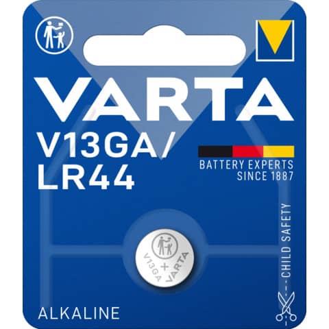 Knopfzellen-Batterie Alkali-Mangan LR44/V13GA, 1 Stück VARTA 04276101401