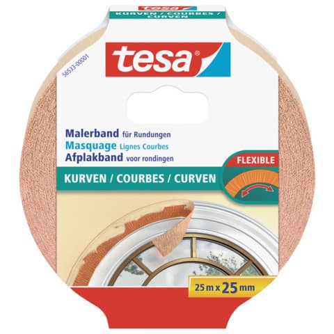 Kreppband für Kurven, 25mx25mm, beige TESA 56533-00001-00