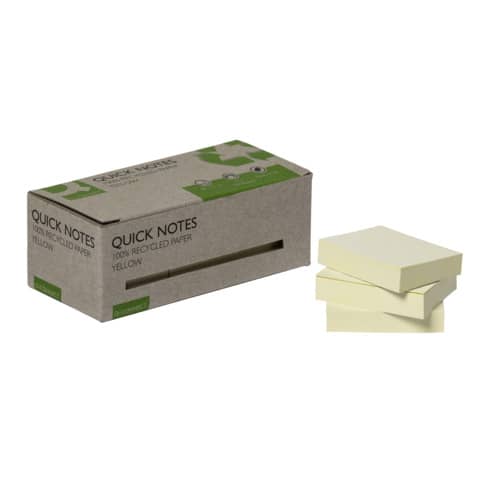 Haftnotizblock, 100 Blatt, 12 Stück, 38x51mm, gelb Q-CONNECT KF17323