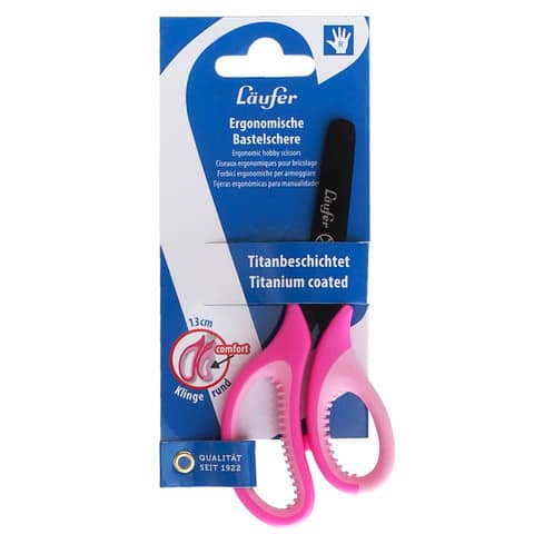 Bastelschere ergonomisch, 13cm, pink/rosa LÄUFER 87222