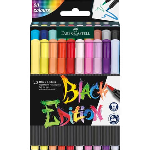 Faserschreiberetui Black Edition, 20 Stück, sortiert FABER CASTELL 116452
