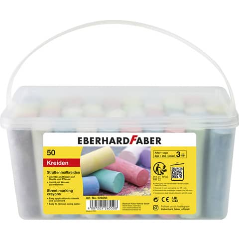 Straßenmalkreide 50er Eimer, rund, 10,1 cm, sortiert EBERHARD FABER 526550