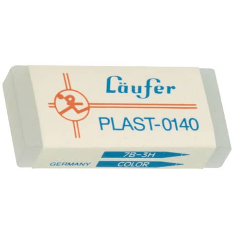 Radierer Plast, Kunststoff, 46x20x9 mm, transparent, mit Banderole LÄUFER 01400