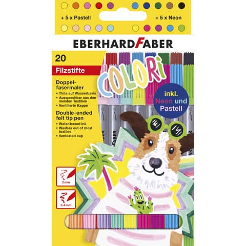 Faserschreiberetui Colori, 20 Stück, sortiert EBERHARD FABER 550020