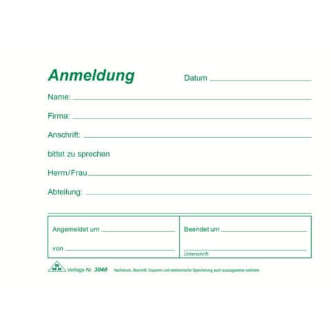 Besucheranmeldeblock, A6 quer, 50 Blatt RNK 3040