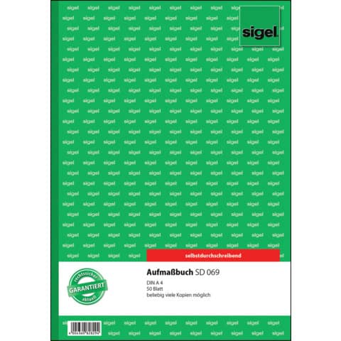 Aufmassbuch, A4, 50 Blatt SIGEL SD069