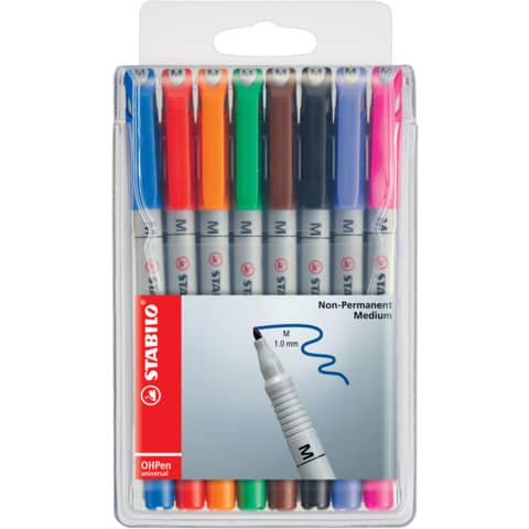 Folienstift OHPen universal, 1 mm, wasserlöslich, Etui mit 8 Stiften STABILO 853/8