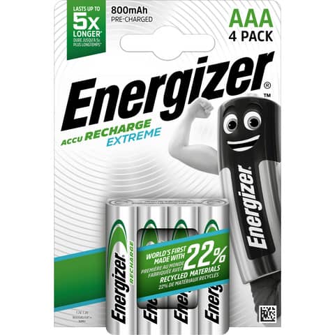 Batterie Akku Extreme Micro, AAA/HR03, 800mAh, 4 Stück ENERGIZER E300624405