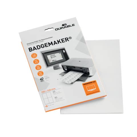 Einsteckschild Badgemaker®, A6, 80 Stück, weiß DURABLE 1420 02