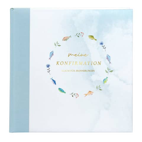 Konfirmationsalbum Himmelsfische, 25 x 25 cm, blau GOLDBUCH 03 037