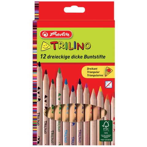 Farbstiftetui Trilino, 5 mm, 12 Stück dreikant sortiert HERLITZ 300000630
