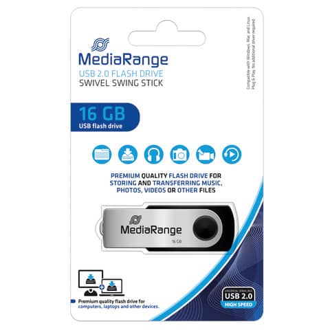 USB Stick 2.0 High Speed, 16GB MEDIARANGE MR910