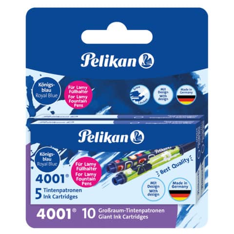 Tintenpatrone 4001® für Lamy, Blister mit 2 Etuis a 5 Stück, königsblau PELIKAN 300004184
