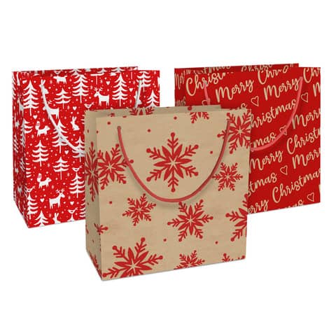 Weihnachts-Geschenktragetasche Kraftpapier, 21 x 20 x 8 cm, sortiert  4532-24099/PBS