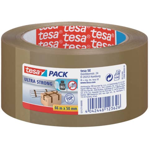 Packband tesapack® Ultra Strong, PVC, 66 m x 50 mm, braun TESA 57177-00000-11