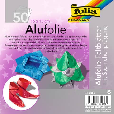 Faltblatt, 15x15cm, 50 Blatt, sortiert FOLIA 9956