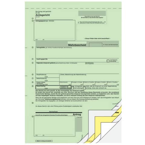 Mahnbescheid, A4, 2x2 Blatt SIGEL MA441