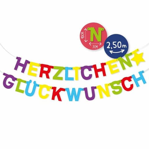 Girlande Papier BIRTHDAY FUN Herzlichen Glückwunsch TRENDHAUS 962225