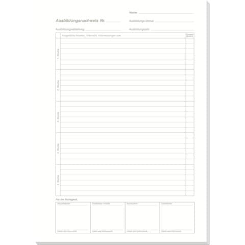 Ausbildungsnachweis für monatliche Eintragung / Block,DIN A4, 24 Blatt RNK 5086